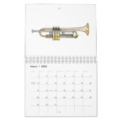 Muziekinstrument cartoon illustratie kalender (Mar 2026)