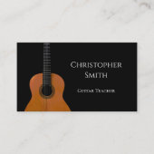 Muziekinstrument gitaar muziek leraar zwart visitekaartje (Voorkant)