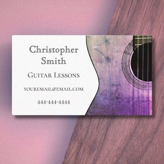 Muziekinstrument gitaarlessen Paarse Visitekaartje