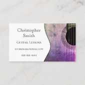 Muziekinstrument gitaarlessen Paarse Visitekaartje (Voorkant)