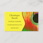 Muziekinstrument Guitar Lessons Yellow Red Visitekaartje (Voorkant)
