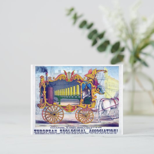 Muziekinstrument met paardendrager Calliope. Briefkaart (Staand voorkant)