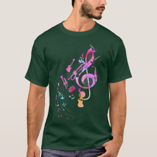 Muziekinstrument Muzieknoten Musicianreble retro T-shirt