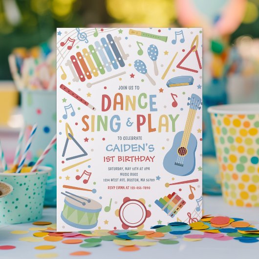Muziekinstrument Sing Dance Play Verjaardagsfeest Kaart