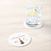 Muziekinstrument Viool Kerstmis Ronde Kartonnen Onderzetter (Insitu)