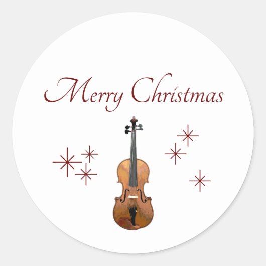 Muziekinstrument Viool Kerstmis Ronde Sticker (Voorkant)