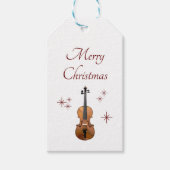 Muziekinstrument Viool Kerstmis Sneeuwvlokken Cadeaulabel (Voorkant)