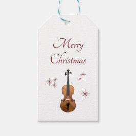 Muziekinstrument Viool Kerstmis Sneeuwvlokken Cadeaulabel
