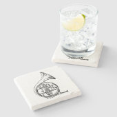 Muziekinstrument voor de zwarte en witte hoorn stenen onderzetter (Zijkant)