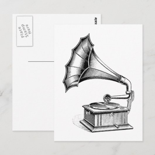 Muziekinstrument voor  fonografie-recorders briefkaart (Voorkant / Achterkant)