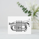 Muziekinstrument voor zwart-wit en witteschets briefkaart (Staand voorkant)