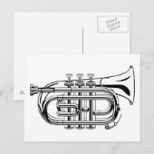 Muziekinstrument voor zwart-wit en witteschets briefkaart (Voorkant / Achterkant)