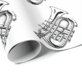 Muziekinstrument voor zwart-wit en witteschets cadeaupapier (Rol Hoek)