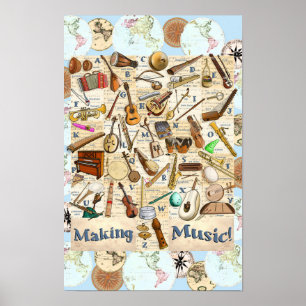 Muziekinstrumenten Alphabet International Poster