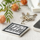 Muziekinstrumenten Band Black en White Sleutelhang Sleutelhanger (Zijkant)