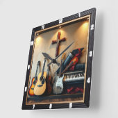 Muziekinstrumenten Cross Shadow Box Vierkante Klok (Hoek)