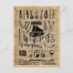 muziekinstrumenten dictionary Art Briefkaart