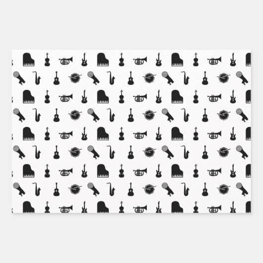 Muziekinstrumenten DOUANEACHTERGRONDKLEUR Inpakpapier Vel (Voorkant)