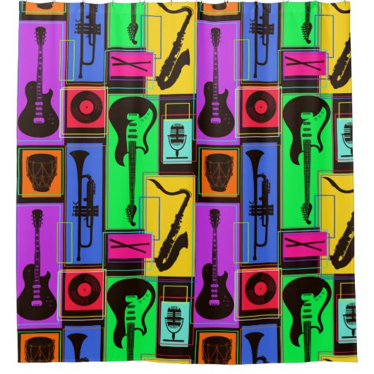 Muziekinstrumenten Douchegordijn (Voorkant)