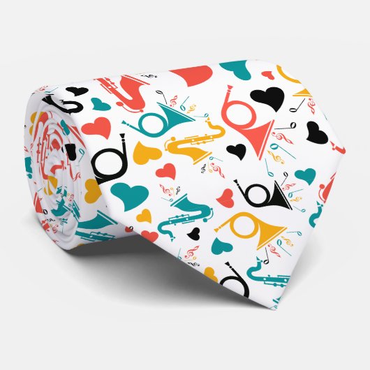 Muziekinstrumenten en -harten stropdas (Opgerold)