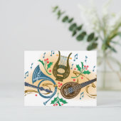 Muziekinstrumenten en heilig briefkaart (Staand voorkant)