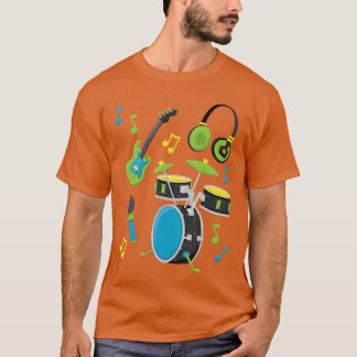 Muziekinstrumenten Gitaar Drums voor kleine meisje T-shirt
