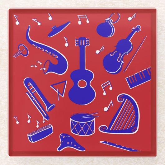 Muziekinstrumenten Glazen Onderzetter (Voorkant)