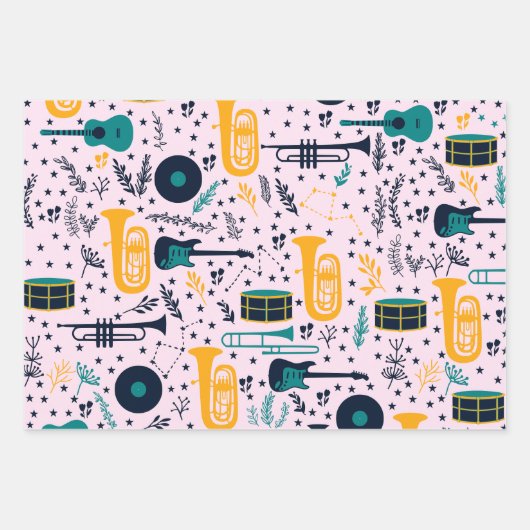 Muziekinstrumenten inpakpapier vel (Voorkant)