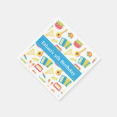 Muziekinstrumenten Kids Verjaardagsfeest Blauw Cus Servet (Hoek)