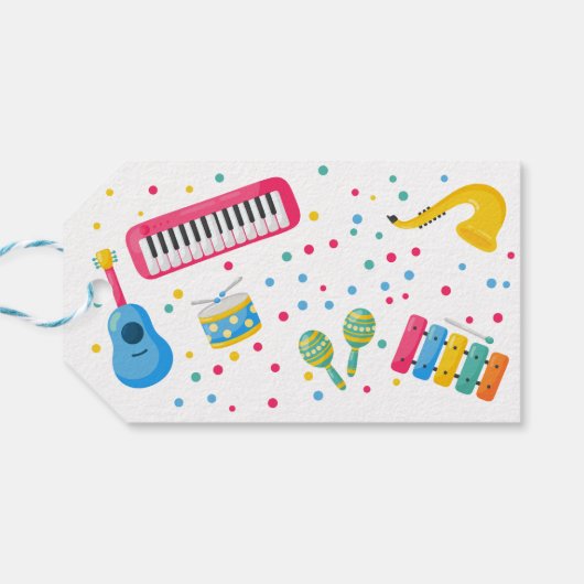 Muziekinstrumenten kinderen verjaardag cadeaulabel (Achterkant Horizontaal)