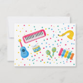 Muziekinstrumenten kinderen verjaardag dank u bedankkaart (Achterkant)