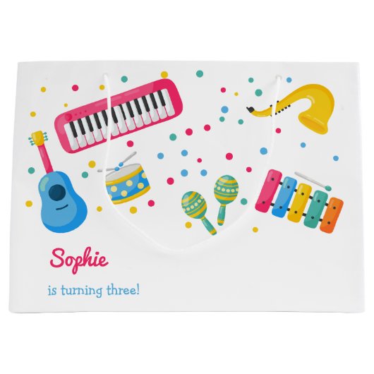 Muziekinstrumenten kinderen verjaardag groot cadeauzakje (Voorkant)