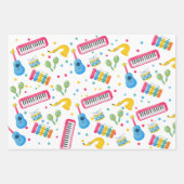 Muziekinstrumenten kinderen verjaardag inpakpapier vel (Voorkant 2)