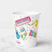 Muziekinstrumenten kinderen verjaardag papieren bekers (Achterkant)