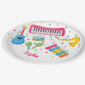 Muziekinstrumenten kinderen verjaardag papieren bordje (Gekanteld)