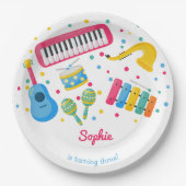 Muziekinstrumenten kinderen verjaardag papieren bordje (Voorkant)