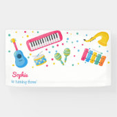 Muziekinstrumenten kinderen verjaardag spandoek (Horizontaal)