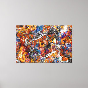 Muziekinstrumenten met Abstracte Splatter Juleez Canvas Afdruk