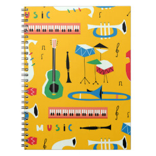 Muziekinstrumenten: Mid Century Yellow Notitieboek