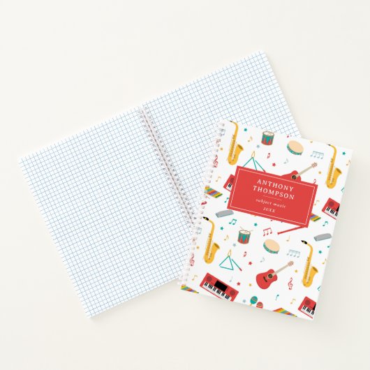 Muziekinstrumenten Muziek Thema Schoolvak Notitieboek (Binnen)