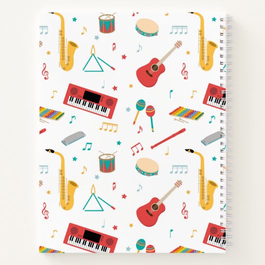 Muziekinstrumenten Muziek Thema Schoolvak Notitieboek (Achterkant)