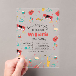 Muziekinstrumenten Muziek Thema Verjaardagsfeest Acryl Uitnodigingen