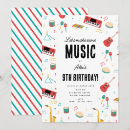 Muziekinstrumenten Muziek Thema Verjaardagsfeestje Kaart