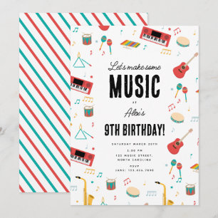 Muziekinstrumenten Muziek Thema Verjaardagsfeestje Kaart