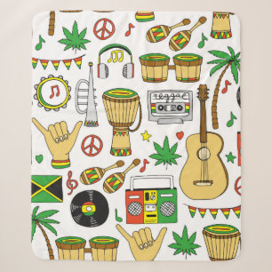 Muziekinstrumenten naadloos patroon. Reggae backg Sherpa Deken