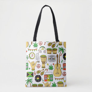 Muziekinstrumenten naadloos patroon. Reggae backg Tote Bag