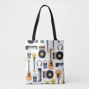 Muziekinstrumenten: naadloze Waterverf Tote Bag