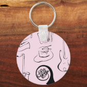 Muziekinstrumenten op roze Sleutelhanger (Voorkant)