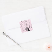 Muziekinstrumenten op roze vierkant sticker (Envelop)
