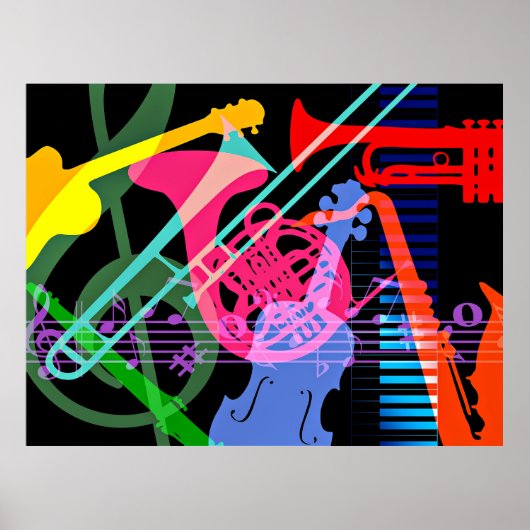 Muziekinstrumenten Pop Art Design Poster (Voorkant)